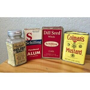 Lot of 4 Vintage Spice Containers - McCormick's, Coleman's, Rawleigh's